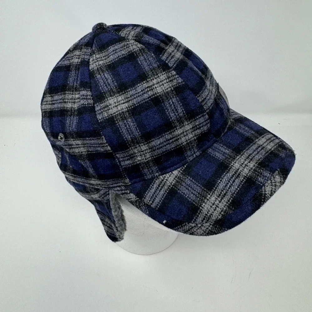 Outdoor Research Yukon Cap Blue Plaid Wool Blend Ear Flap Hat L/XL